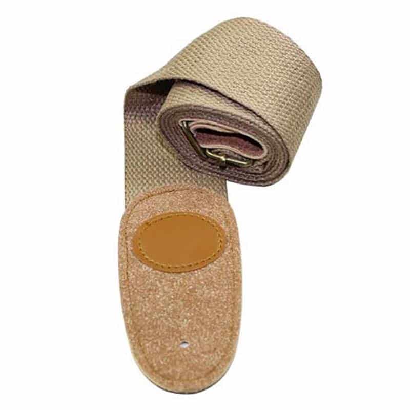 Adjustable universal nylon guitar strap, 95cm-155cm, with faux leather ends on fabric - beige