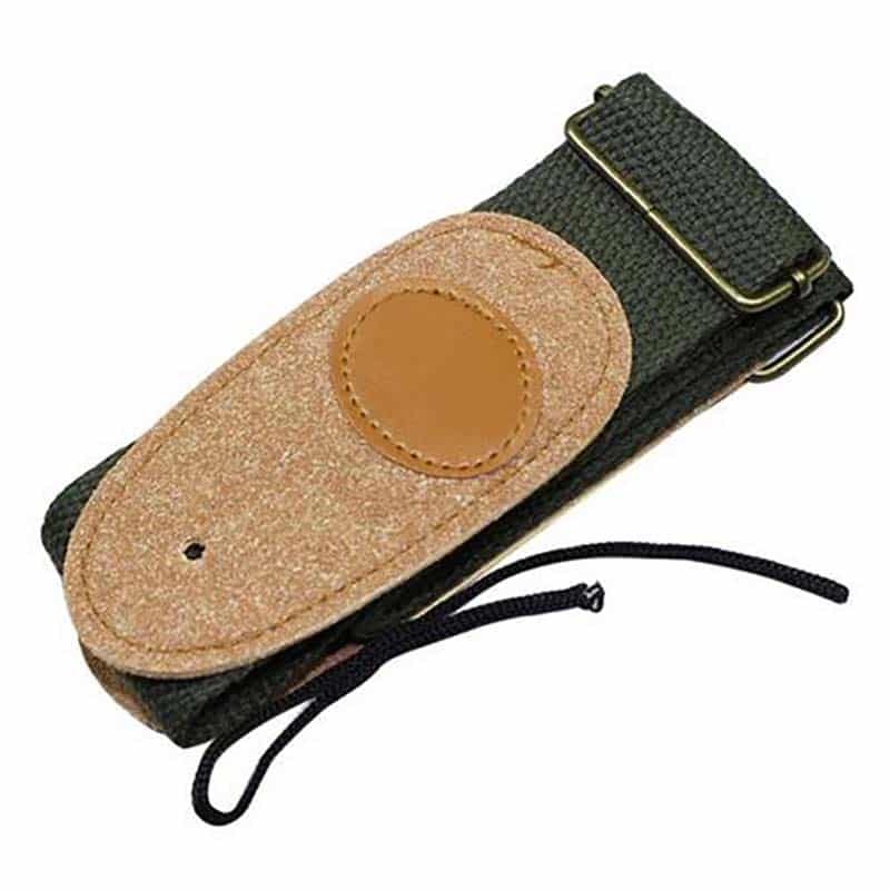 Adjustable universal nylon guitar strap, 95cm-155cm, with faux leather ends on fabric - Green