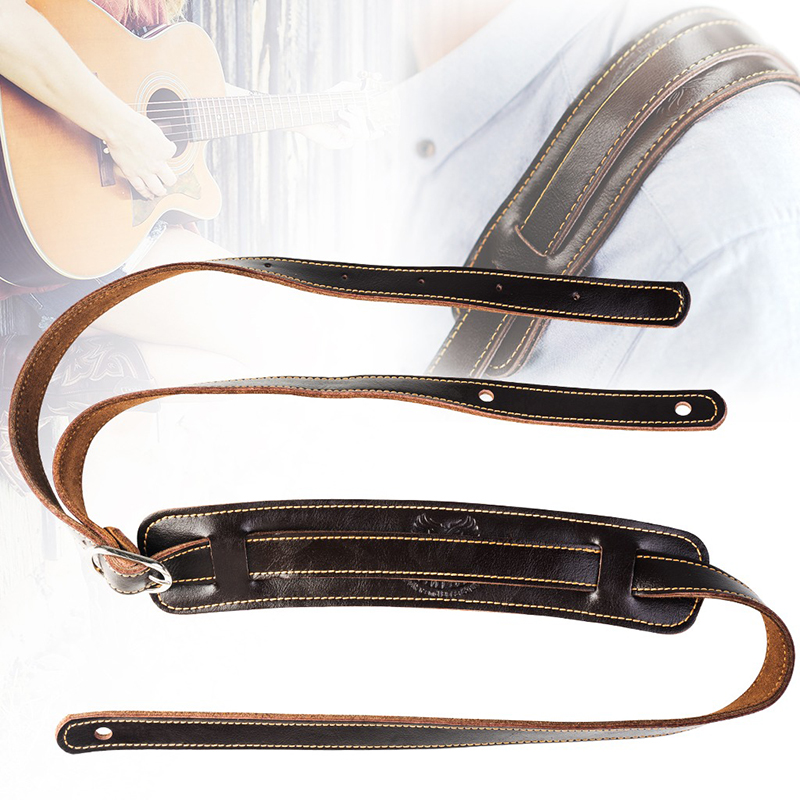 Soft and durable genuine cowhide leather strap for classical acoustic guitar