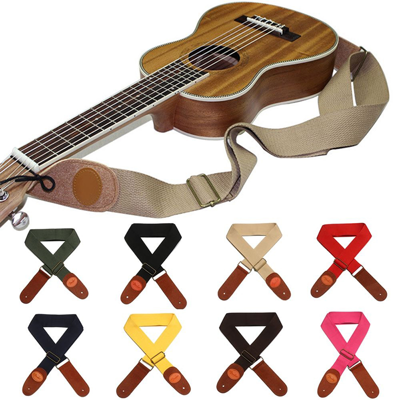 Adjustable colorful ukulele straps made of cotton and nylon canvas, ranging from 59 to 155 cm.