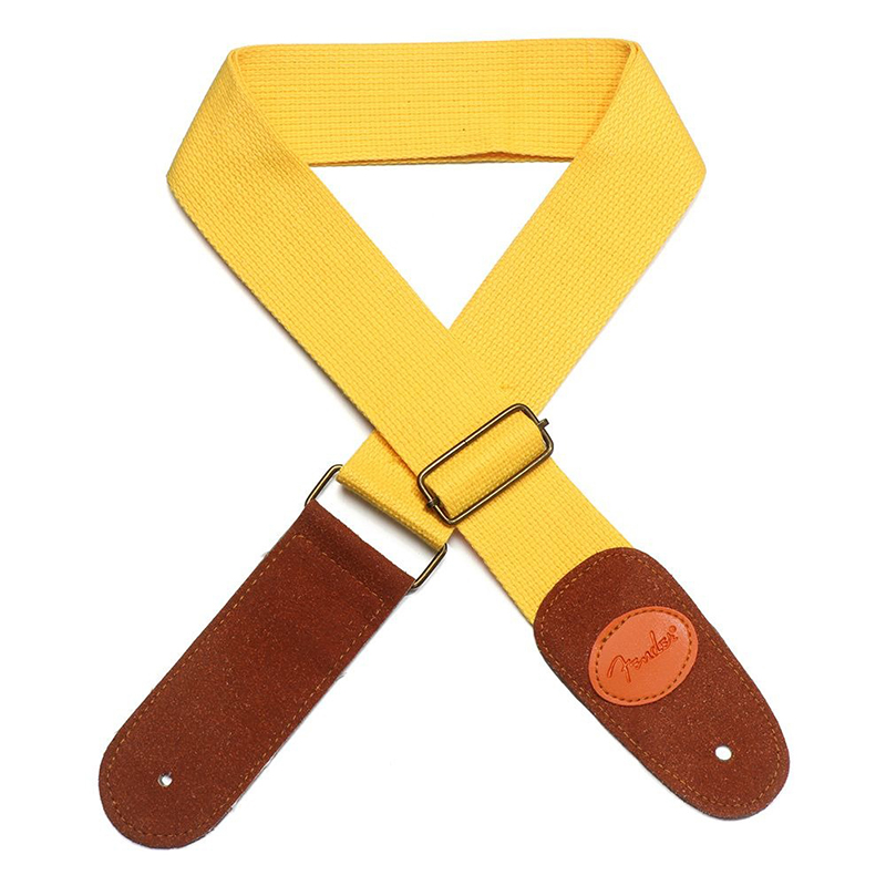 Adjustable colorful ukulele straps made of cotton canvas and yellow nylon.