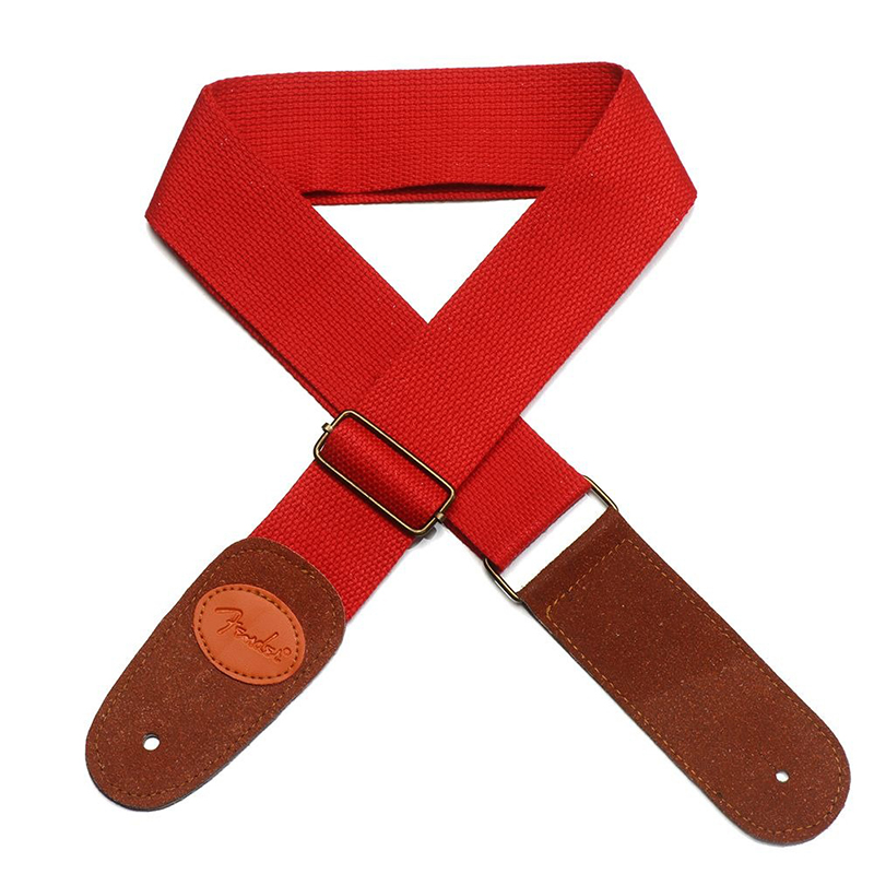 Adjustable colorful ukulele straps made of cotton canvas and red nylon.