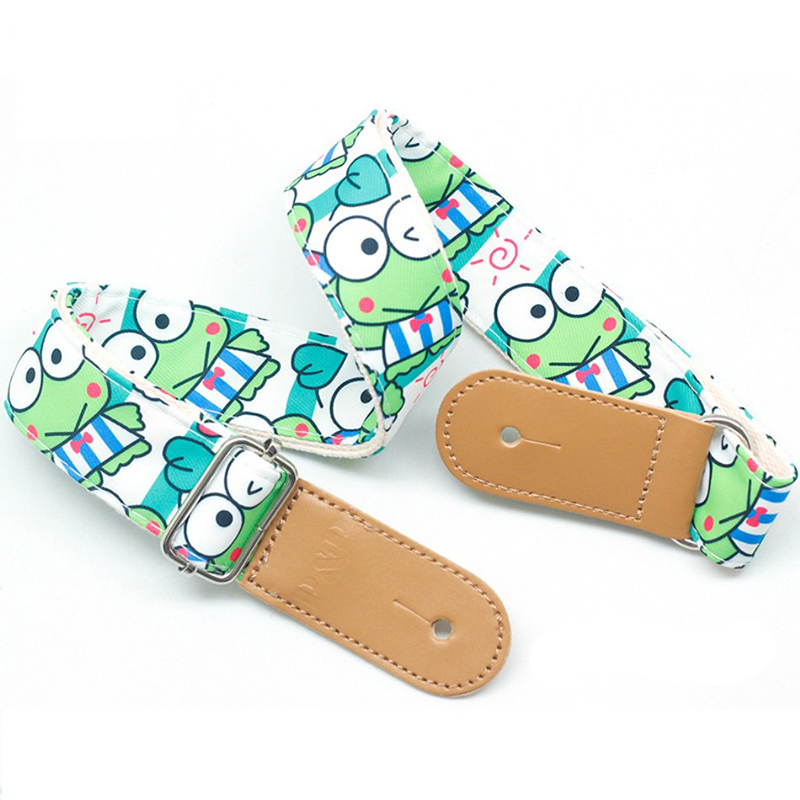Child's guitar strap with frog patterns