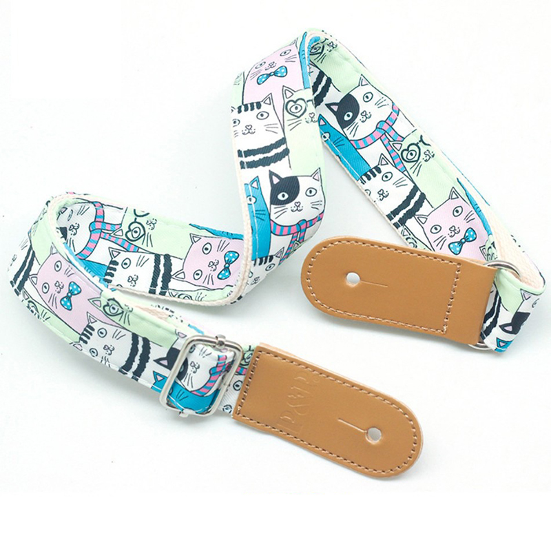 Child's guitar strap with large cat patterns