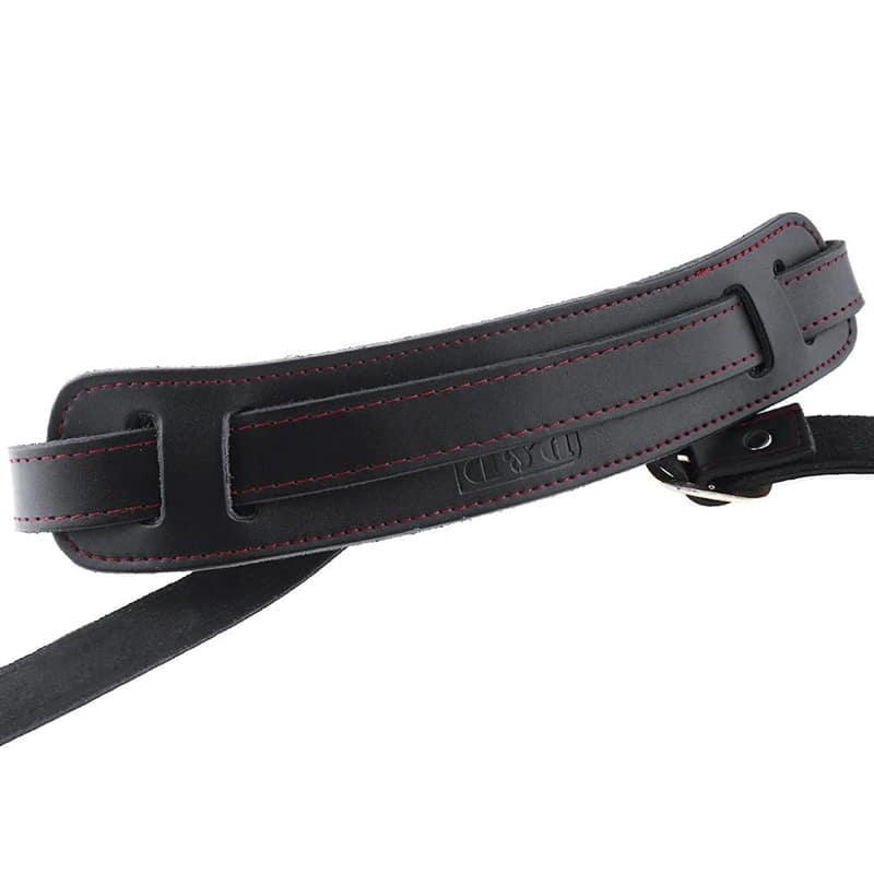 Adjustable genuine leather guitar strap full view