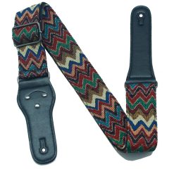 Handcrafted ethnic design guitar strap in zigzag pattern