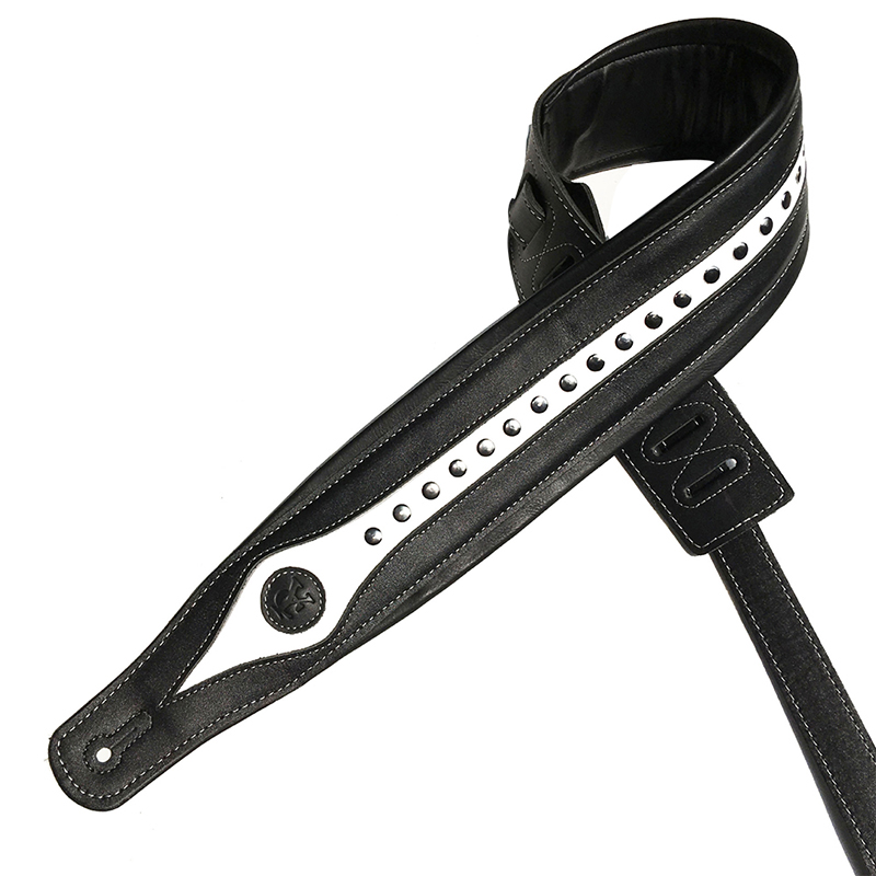 Leather strap for electric guitar - white model