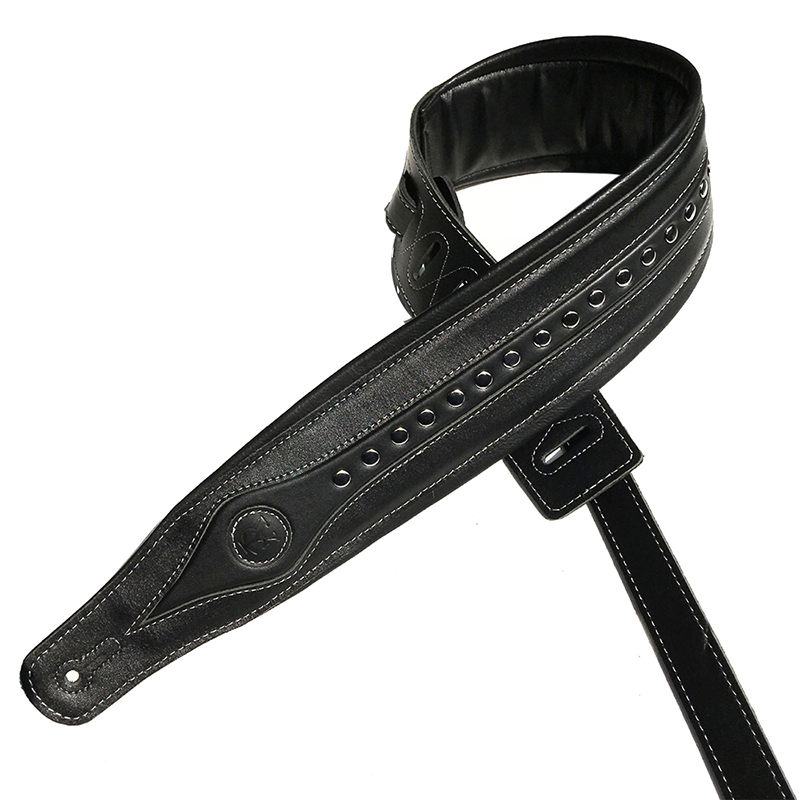 Leather strap for electric guitar - black model