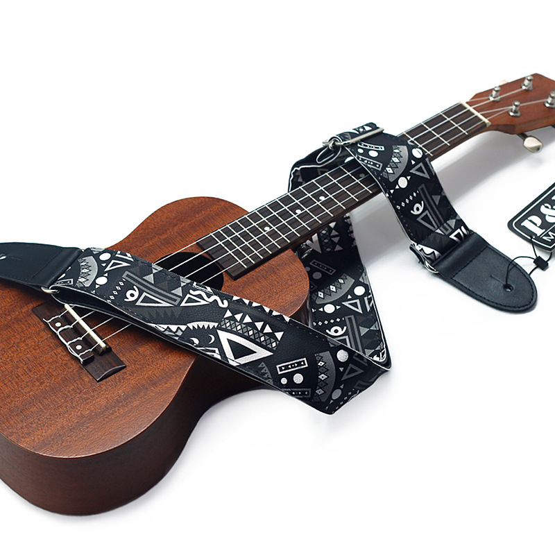 Details of the Urban Graffiti Strap for Banjo, Ukulele or Acoustic Guitar in black color