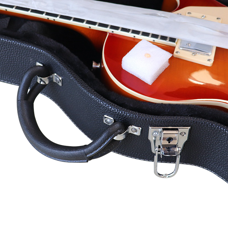 Hard case for electric guitar made of genuine cowhide leather with foam lining
