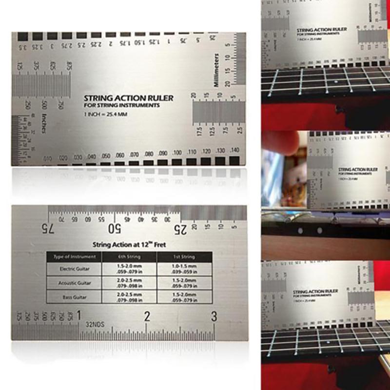 Guitar Measuring Rule, Guitar String Action Rule, Fret Ruler, Multifunctional Guitar Gauge Tool