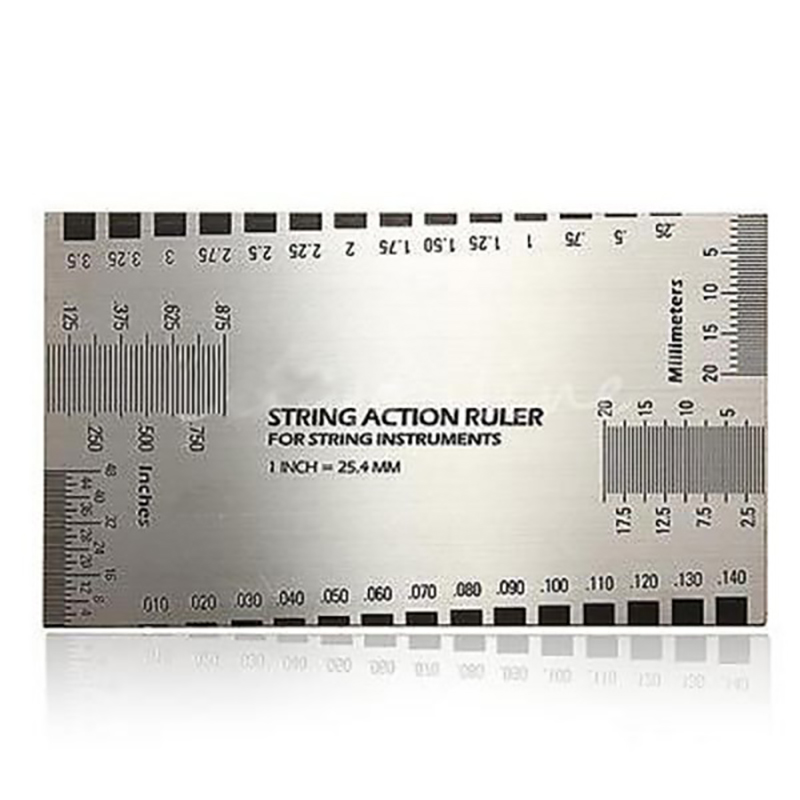 Stainless steel measuring rule for electric guitar strings - metal model