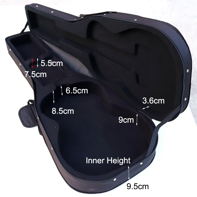 Dimensions of the hard case for acoustic guitar