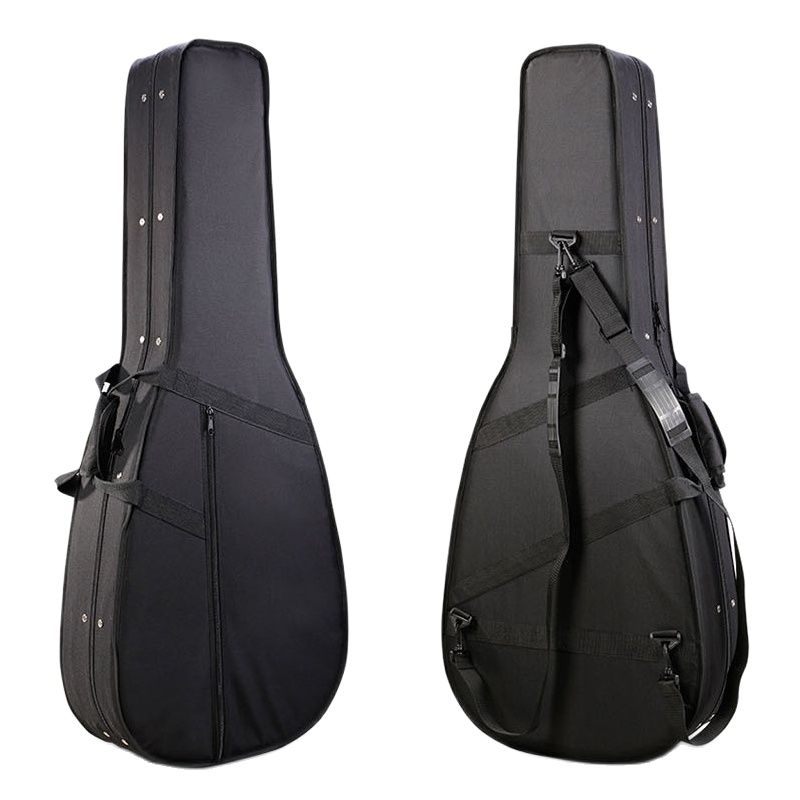 Full view of the hard case for acoustic guitar