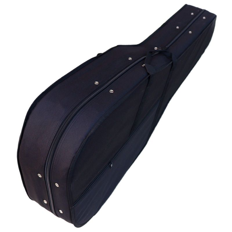 Side view of a hard case for acoustic guitar
