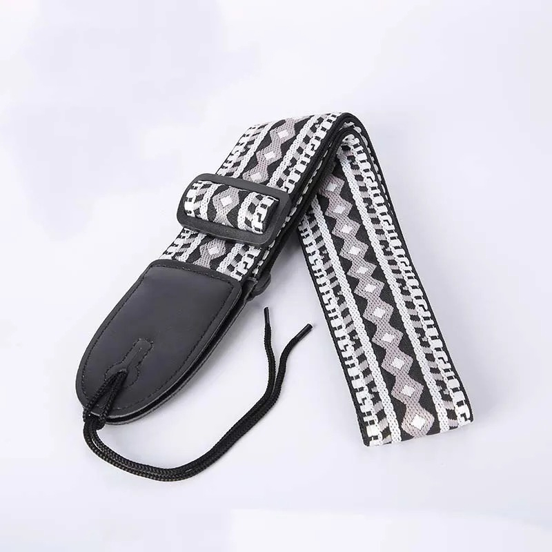 Fabric strap with a black and grey psychedelic pattern