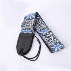 Fabric strap with a light blue rosette pattern
