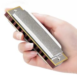Diatonic harmonica with a metallic design in blues style