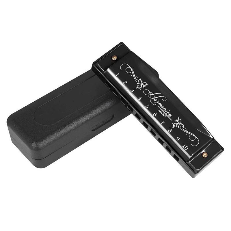 Black beginner's model diatonic metal harmonica