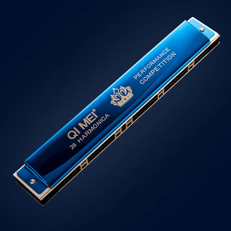 Professional 28-hole harmonica in 3 colors - blue color
