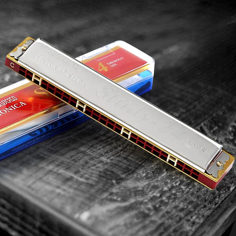 24-hole tremolo harmonica in 7 colors - model 1