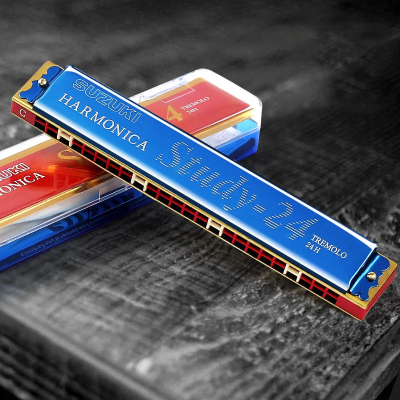 24-hole tremolo harmonica in 7 colors - model 3