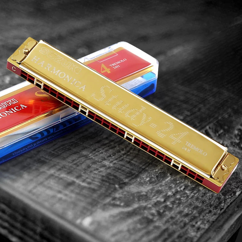 24-hole tremolo harmonica in 7 colors - model 4