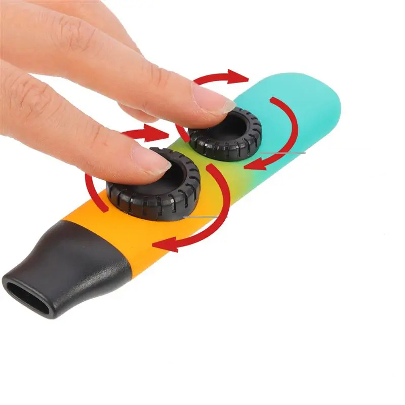 Rainbow kazoo with two openings for children, details