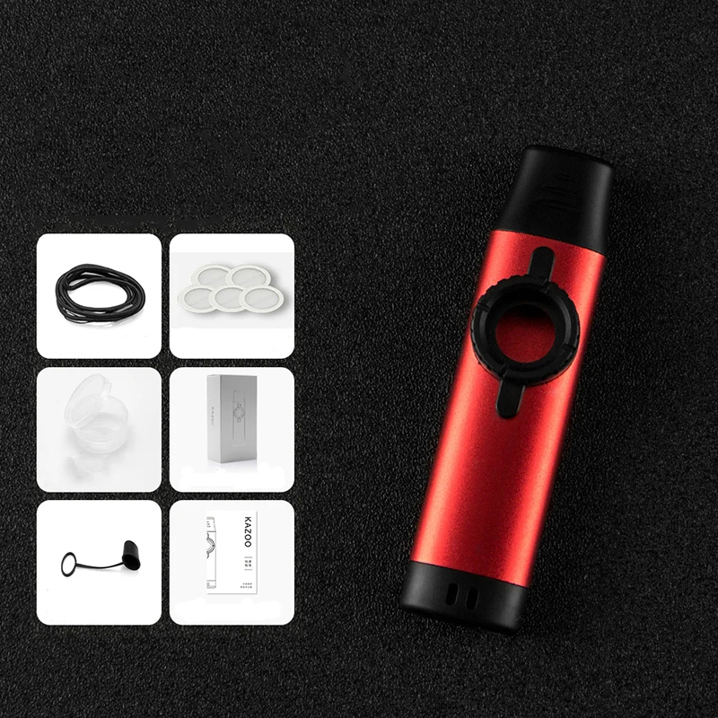 Straight metal kazoo in 5 colors - red color