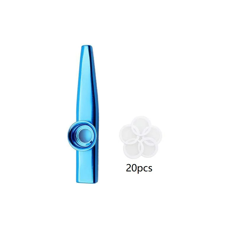 Aluminum alloy kazoo in 7 colors and 20 membranes - blue color