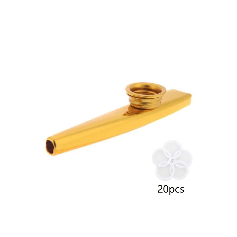 Aluminum alloy kazoo in 7 colors and 20 membranes - yellow color