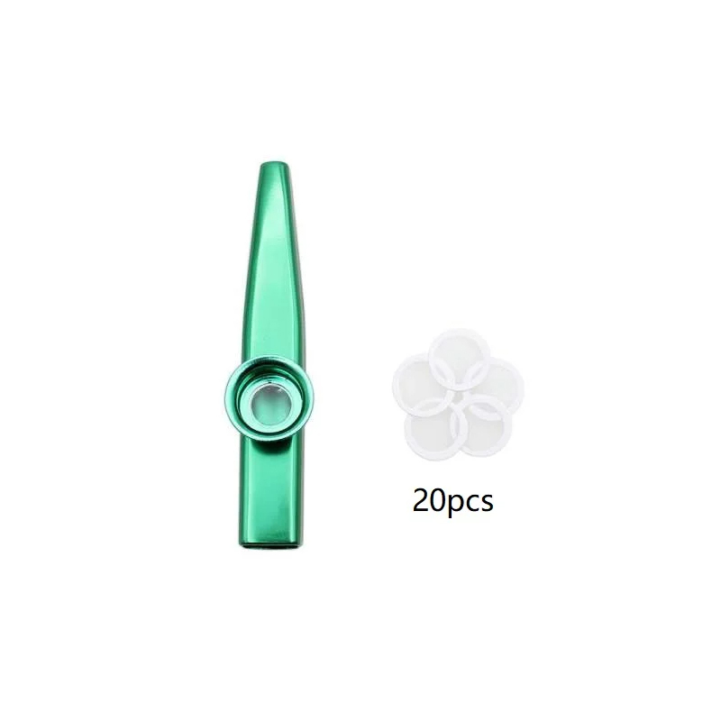 Aluminum alloy kazoo in 7 colors and 20 membranes - green color