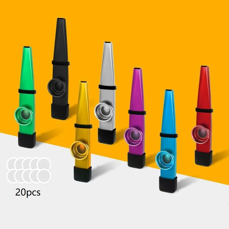 Metal kazoo with silicone mouthpiece in 7 colors