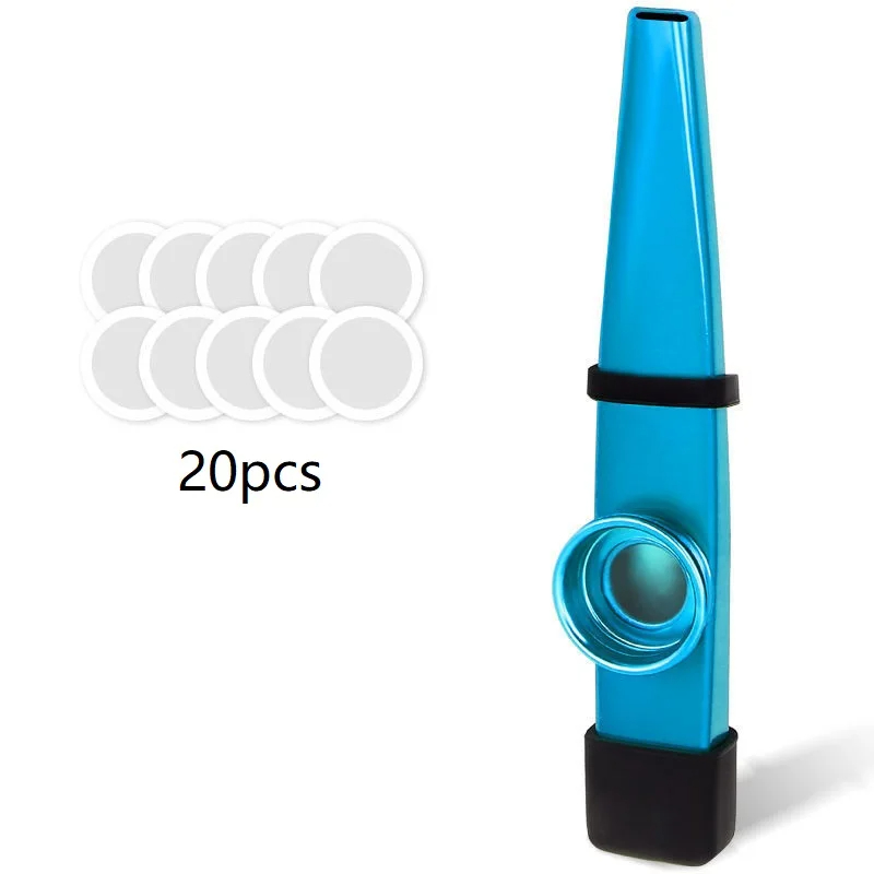 Metal kazoo with silicone mouthpiece - blue