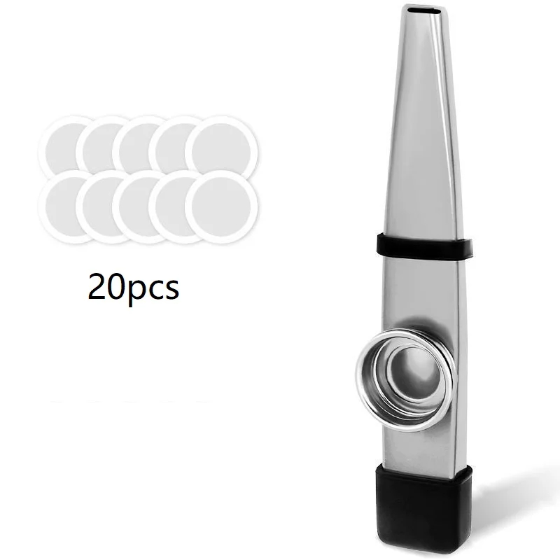 Metal kazoo with silicone mouthpiece - gray