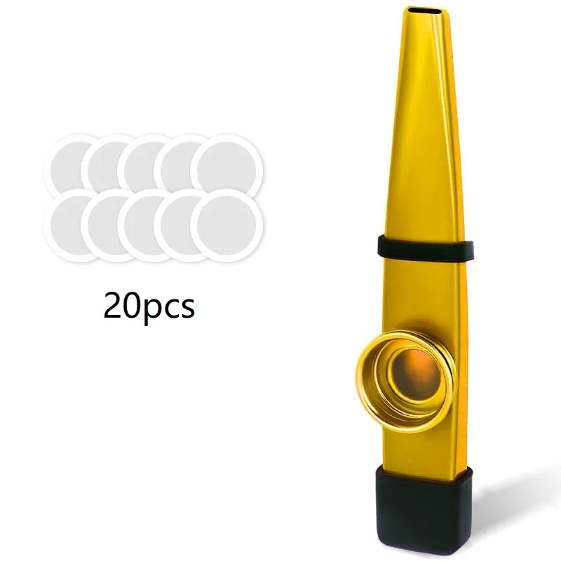 Metal kazoo with silicone mouthpiece - yellow