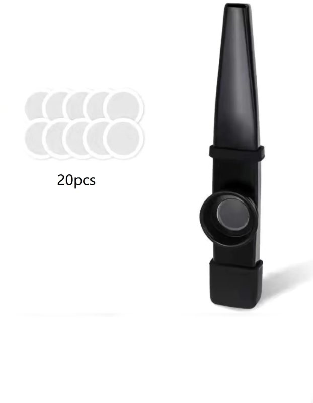 Metal kazoo with silicone mouthpiece - black