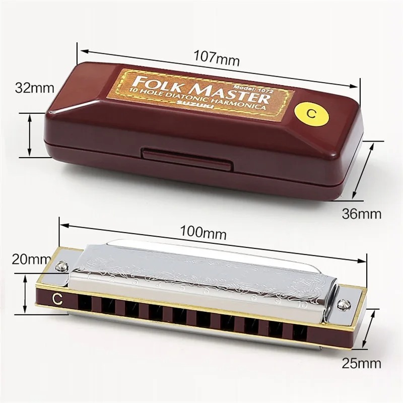 Magnificent diatonic harmonica with a metallic blues design!