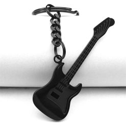 Electric guitar keychain, entirely gold or entirely black - black model