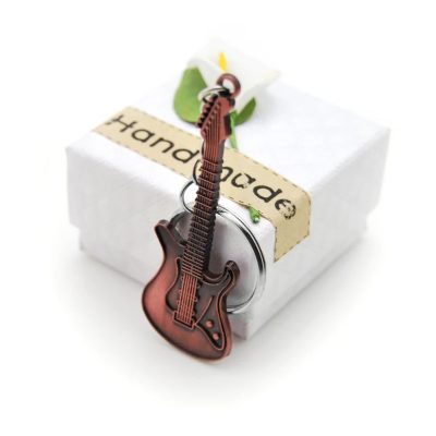 Electric guitar keychain in 3 metal colors - brown metal color