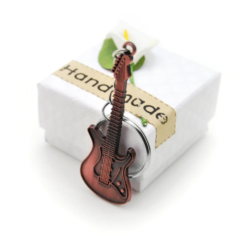Electric guitar keychain in 3 metal colors - brown metal color