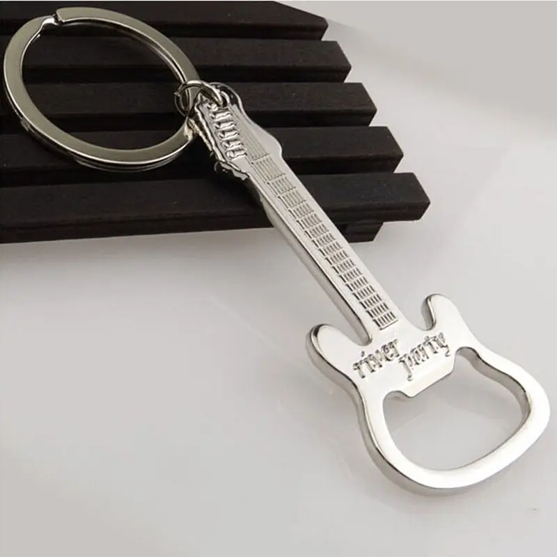 Guitar keychain bottle opener