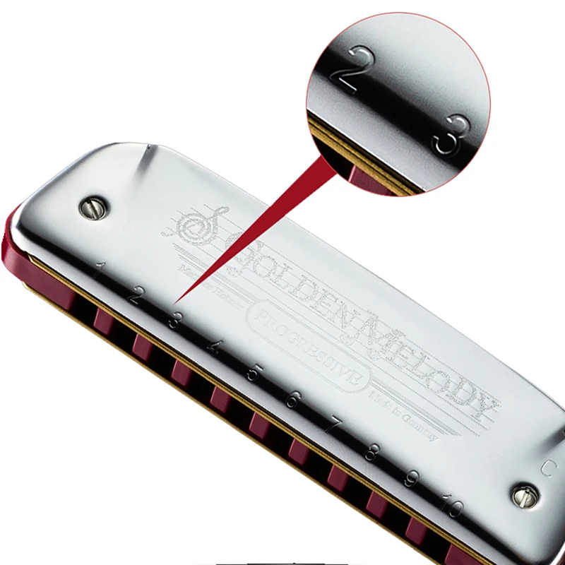 Details of a retro diatonic harmonica with 9 tunings