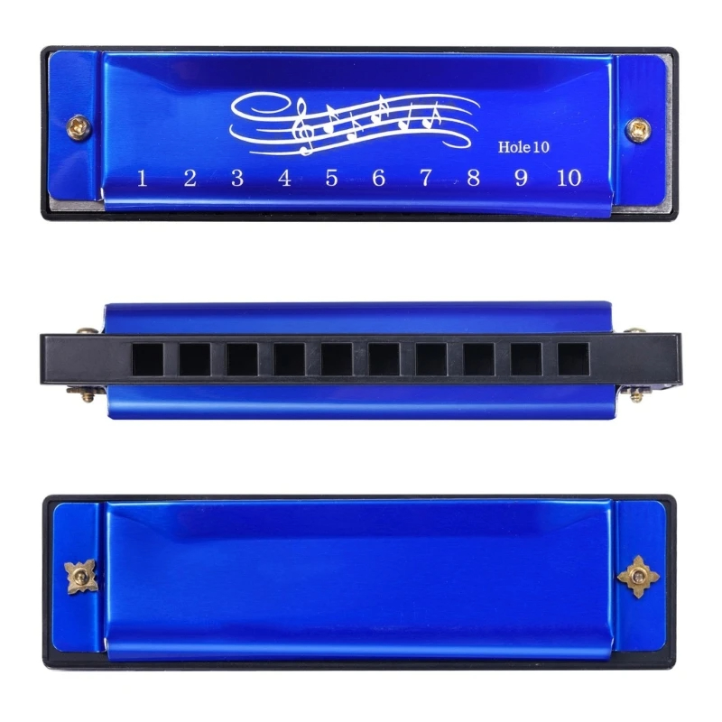 Details of standard diatonic harmonica in 6 colors