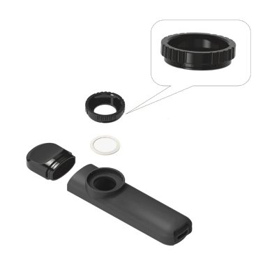 Details of the hard plastic Kazoo with mouthpiece