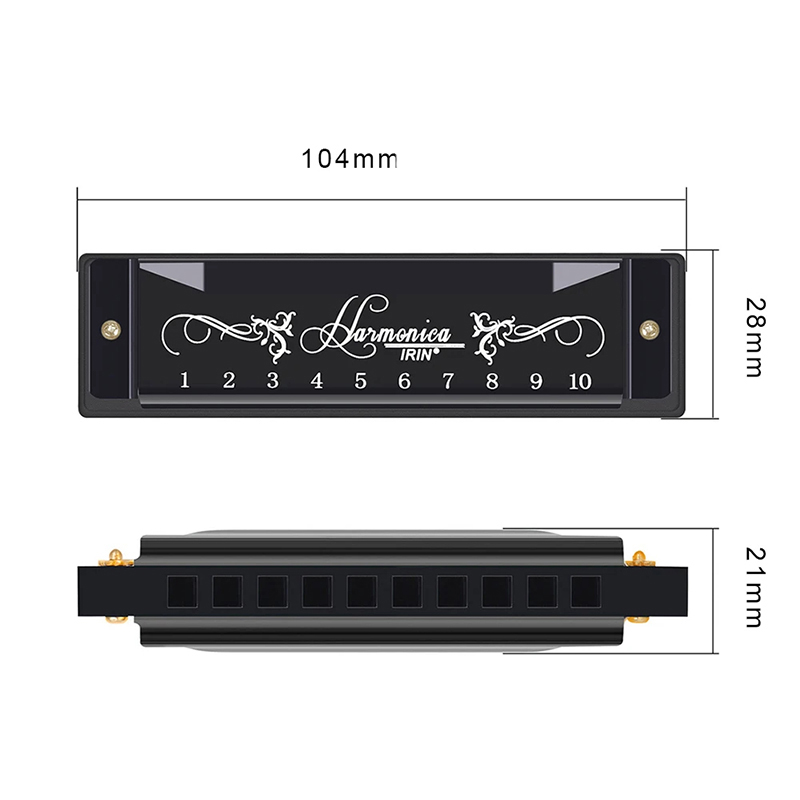 Dimensions of a beginner's metal diatonic harmonica