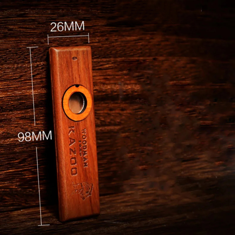 Dimensions of a wooden kazoo in a metal case