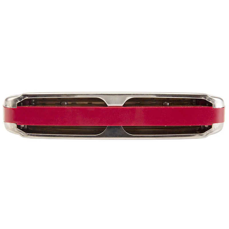 Side view of a vintage diatonic harmonica with 9 tunings