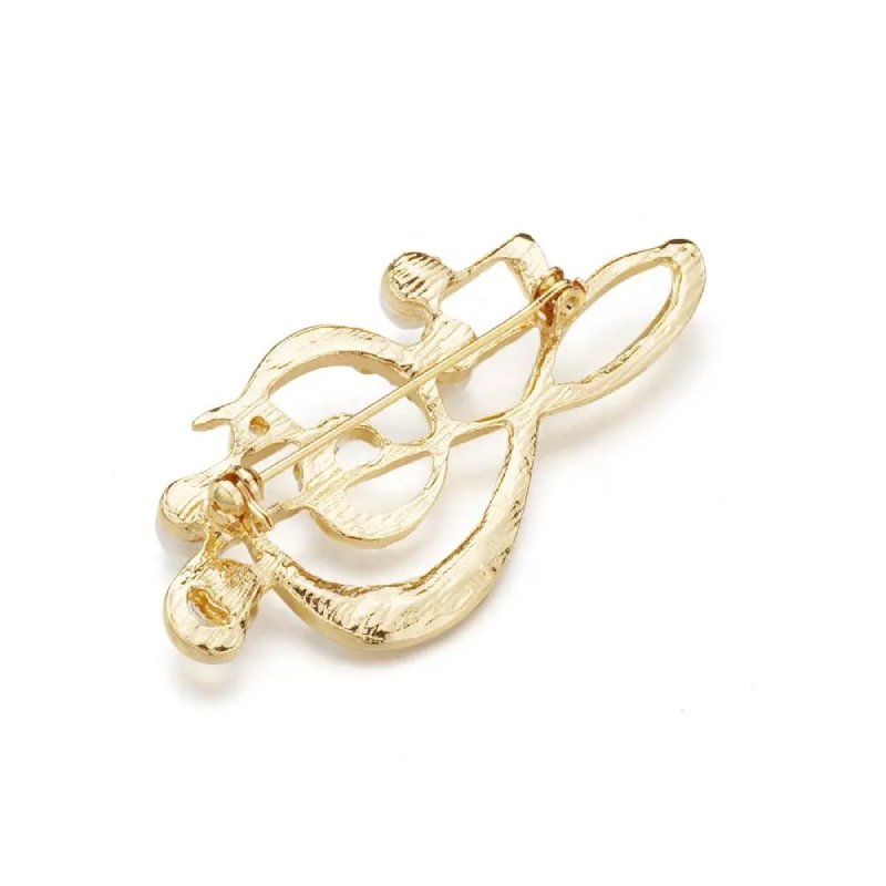 Rear view of the Treble Clef brooch adorned with rhinestones and pearls