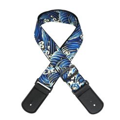 Japanese Inspired Guitar Strap featuring the Great Wave of Kanagawa